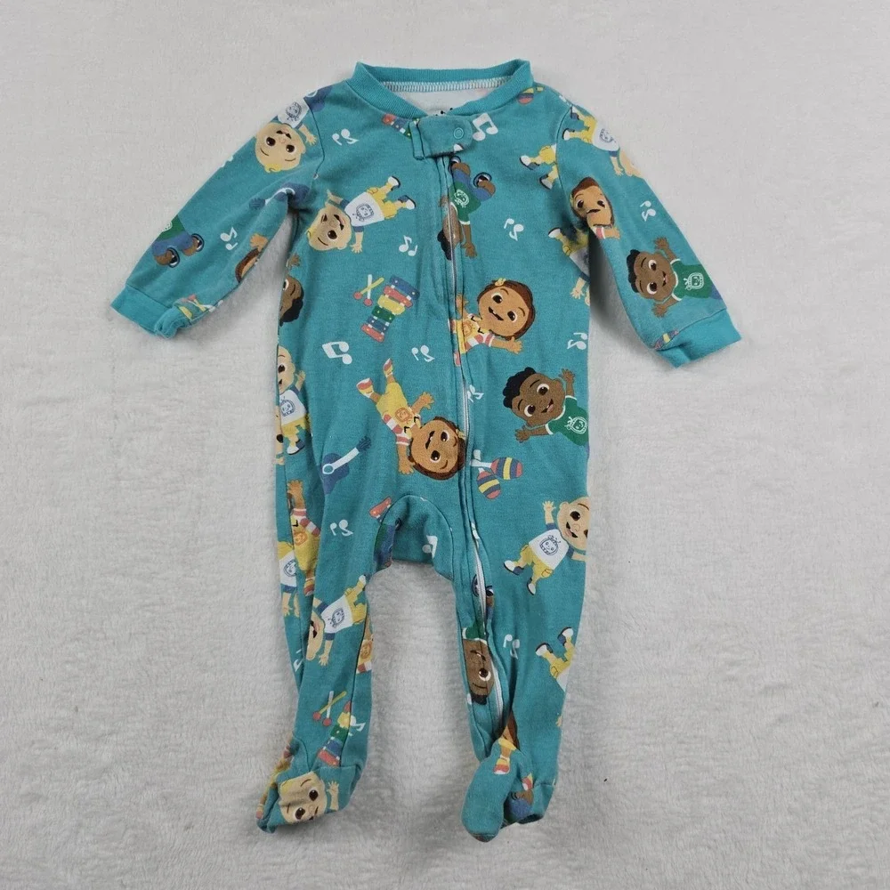 Cocomelon Infant Boys Blue JJ's Knit Blanket Sleeper Pajamas 3-6 Months